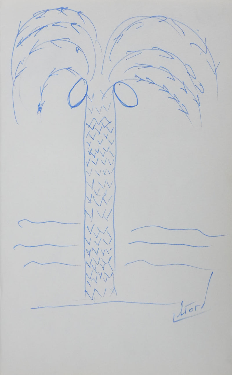 Ed THORP : Le palmier aux fruits, Autographe et dessin original signé