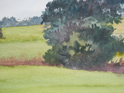 Salomon Alfred BOISECQ : Vue sur le clocher, Aquarelle originale signée