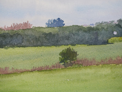 Salomon Alfred BOISECQ : Vue sur le clocher, Aquarelle originale signée