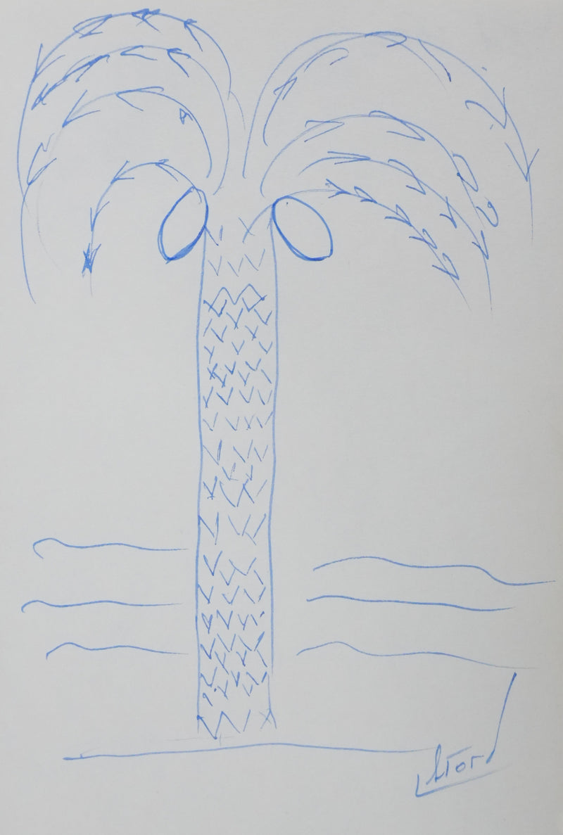 Ed THORP : Le palmier aux fruits, Autographe et dessin original signé