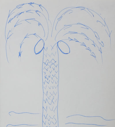 Ed THORP : Le palmier aux fruits, Autographe et dessin original signé