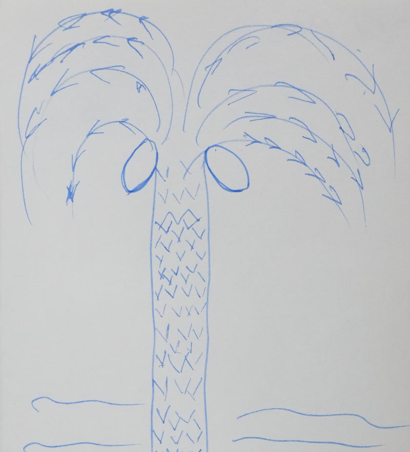 Ed THORP : Le palmier aux fruits, Autographe et dessin original signé