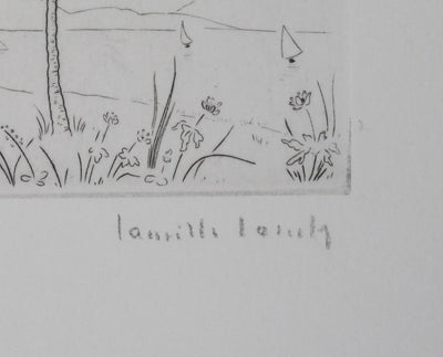 Camille COMBE : Entre les branches, Gravure originale signée