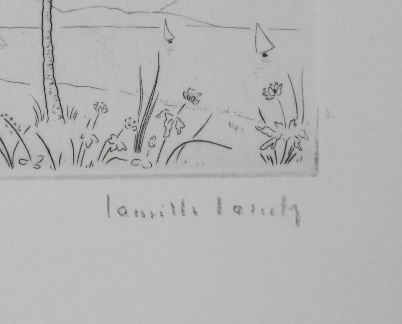 Camille COMBE : Entre les branches, Gravure originale signée