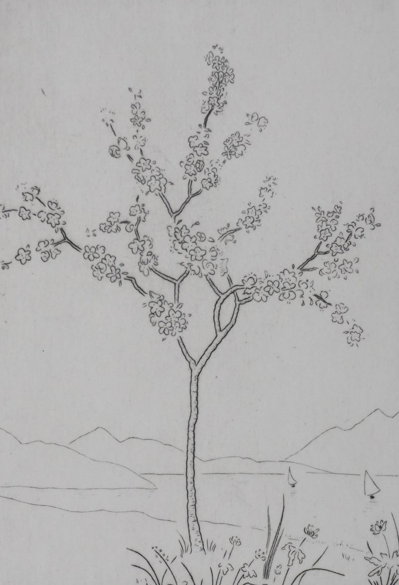 Camille COMBE : Entre les branches, Gravure originale signée