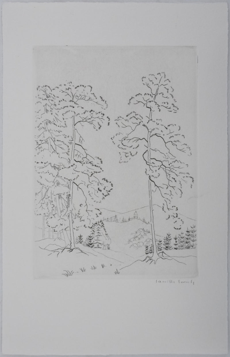 Camille COMBE : Clarté des branches, Gravure originale signée