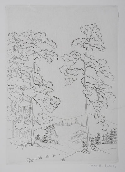 Camille COMBE : Clarté des branches, Gravure originale signée