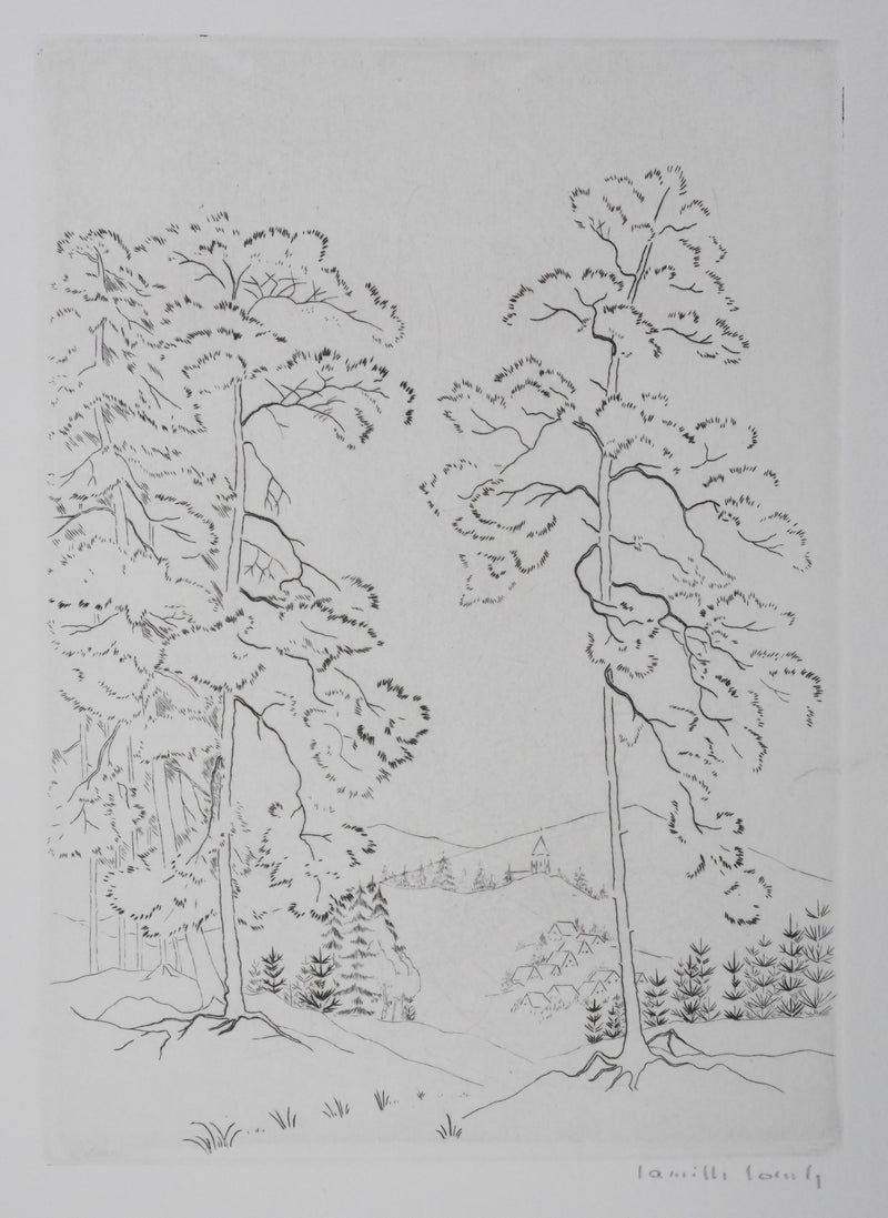 Camille COMBE : Clarté des branches, Gravure originale signée