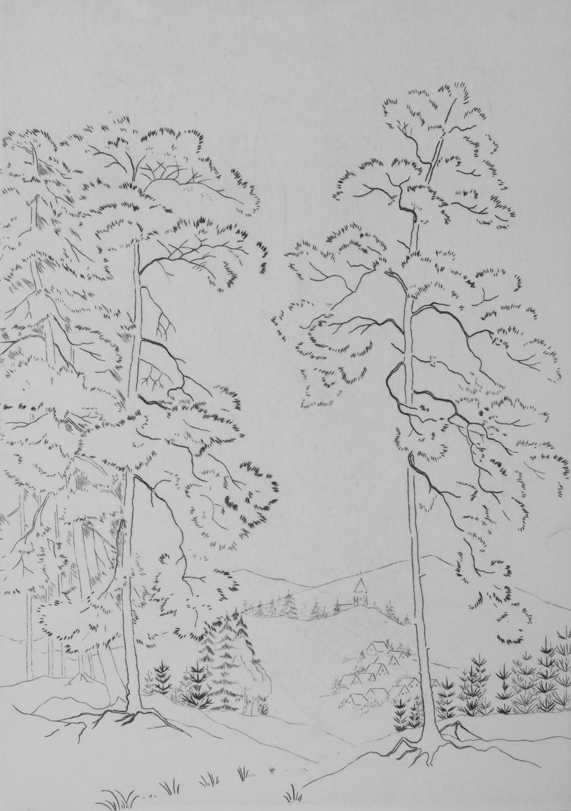 Camille COMBE : Clarté des branches, Gravure originale signée