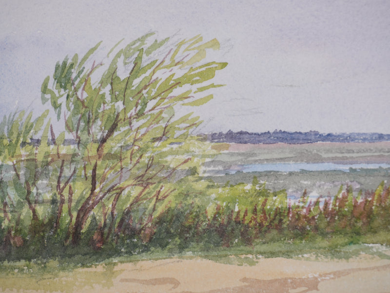 Salomon Alfred BOISECQ : La maison dans le marais, Aquarelle originale signée