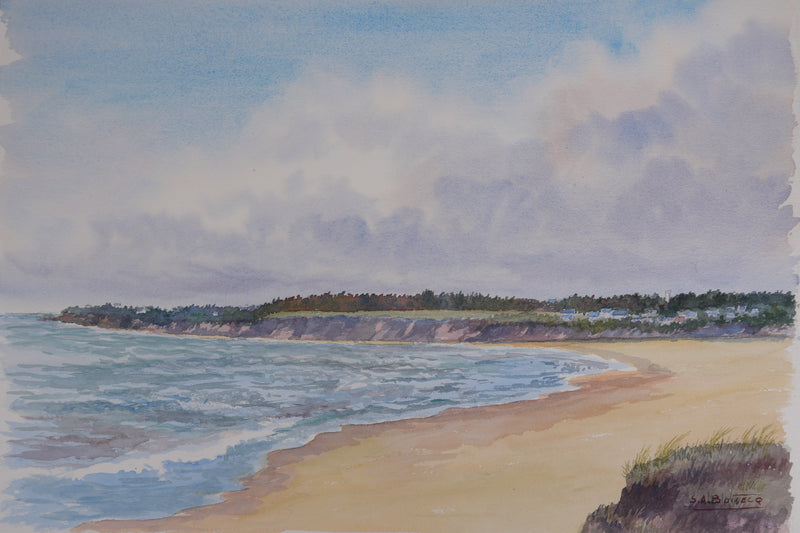 Salomon Alfred BOISECQ : La plage, Aquarelle originale signée