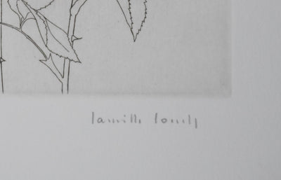 Camille COMBE : Deux roses, Gravure originale signée