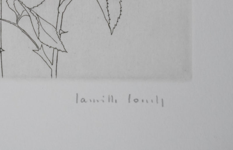Camille COMBE : Deux roses, Gravure originale signée