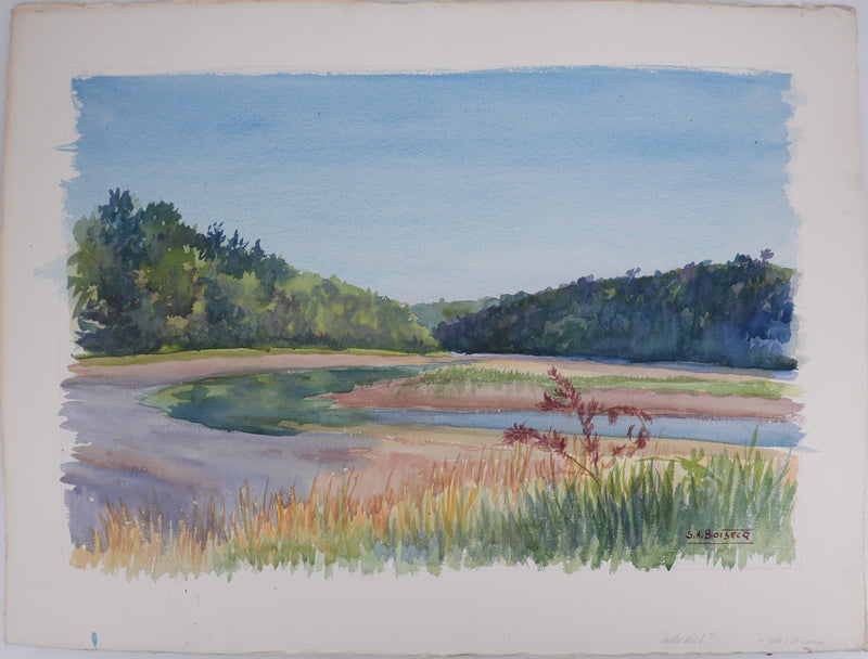 Salomon Alfred BOISECQ : La rivière de Saint-Maurice, Aquarelle originale signée