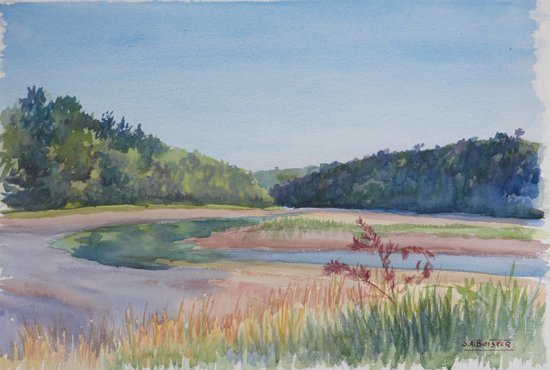 Salomon Alfred BOISECQ : La rivière de Saint-Maurice, Aquarelle originale signée