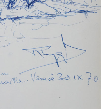 René HUYGHE : Les arbres sombres, Autographe et dessin original signé