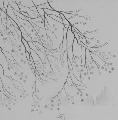 Camille COMBE : Cygnes sur le lac, Gravure originale signée