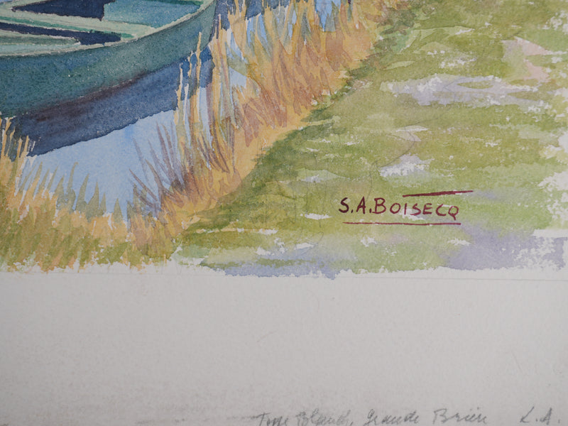 Salomon Alfred BOISECQ : Le Marais de Grande Brière, Aquarelle originale signée