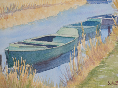 Salomon Alfred BOISECQ : Le Marais de Grande Brière, Aquarelle originale signée