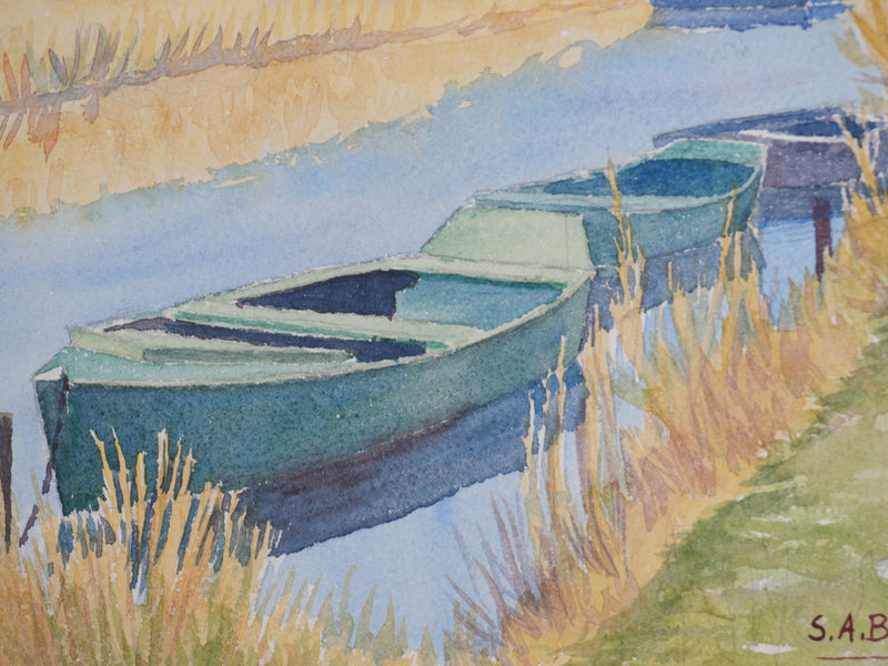 Salomon Alfred BOISECQ : Le Marais de Grande Brière, Aquarelle originale signée