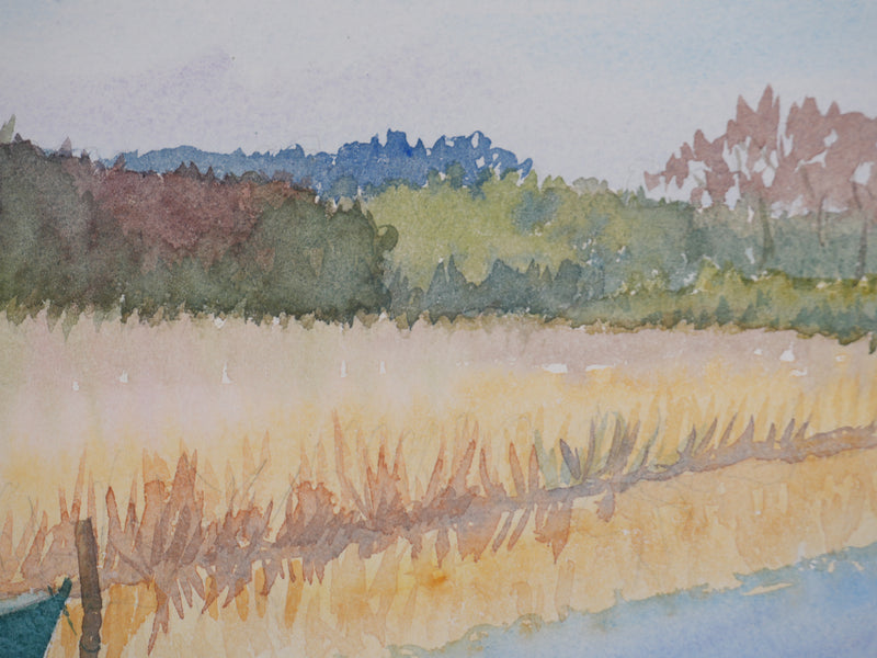 Salomon Alfred BOISECQ : Le Marais de Grande Brière, Aquarelle originale signée