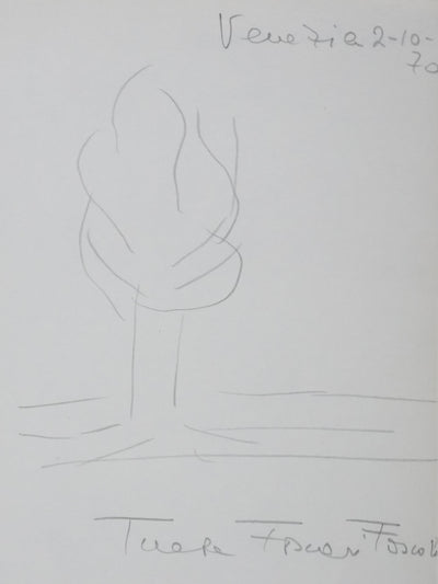 Comtesse FOSCARI FOSCOLA : L'arbre sur la route, Autographe et dessin original signé