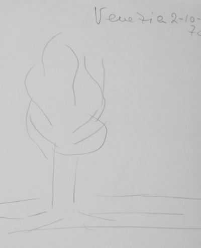 Comtesse FOSCARI FOSCOLA : L'arbre sur la route, Autographe et dessin original signé