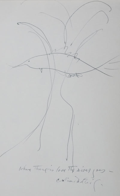 Caroline DELTEIL : Il y a l'amour à la rivière, Autographe et dessin original signé