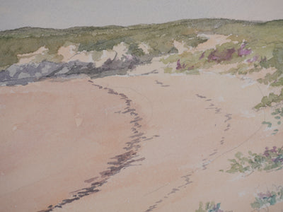 Salomon Alfred BOISECQ : Plage normande, Aquarelle originale signée
