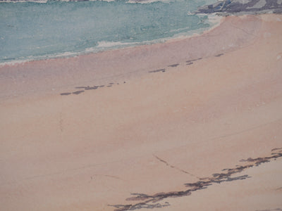 Salomon Alfred BOISECQ : Plage normande, Aquarelle originale signée