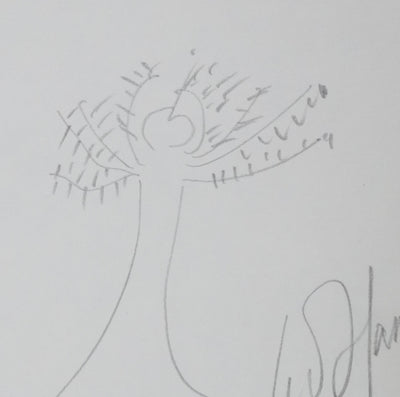Léon HAMON : L'arbre en coeur, Autographe et dessin original signée
