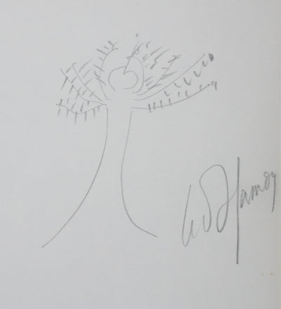 Léon HAMON : L'arbre en coeur, Autographe et dessin original signée