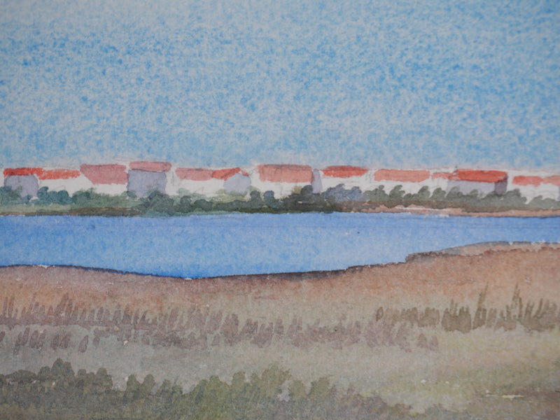 Salomon Alfred BOISECQ : Les Saintes-Maries-de-la-Mer, Aquarelle originale signée