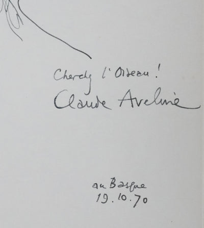 Claude AVELINE : Cherchez l'oiseau, Autographe et dessin original signée