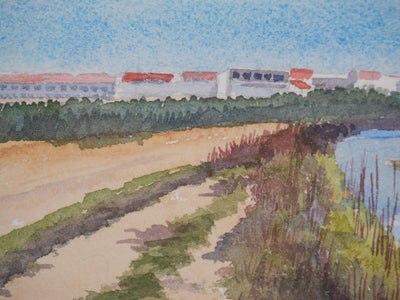 Salomon Alfred BOISECQ : Les Saintes-Maries-de-la-Mer, Aquarelle originale signée