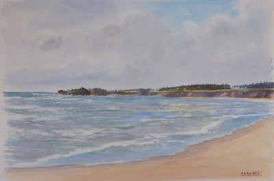 Salomon Alfred BOISECQ : Mer agitée, Aquarelle originale signée
