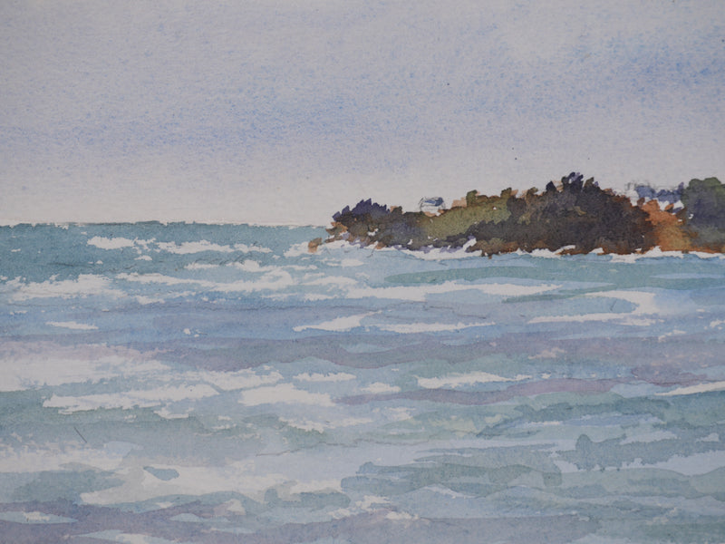 Salomon Alfred BOISECQ : Mer agitée, Aquarelle originale signée