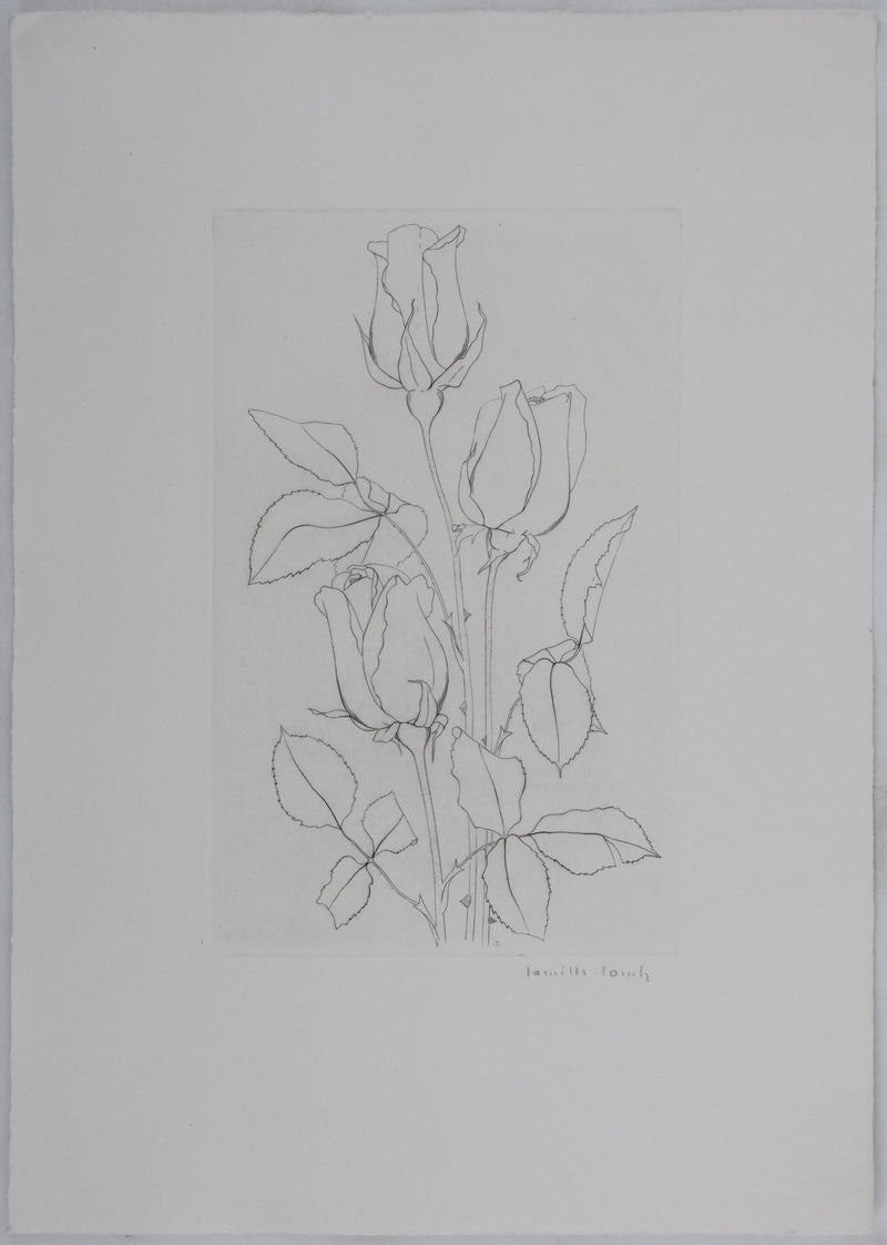 Camille COMBE : Éternelles roses, Gravure originale signée