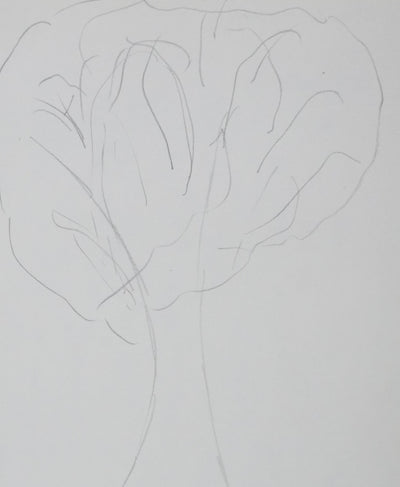 Marie-Claude HAMON : L'arbre en pente, Autographe et dessin original signée