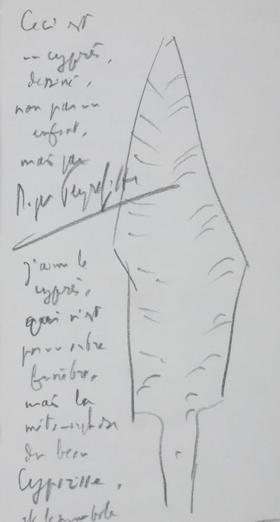 Roger PEYREFITTE : Ceci est un cyprès, Autographe et dessin original signée
