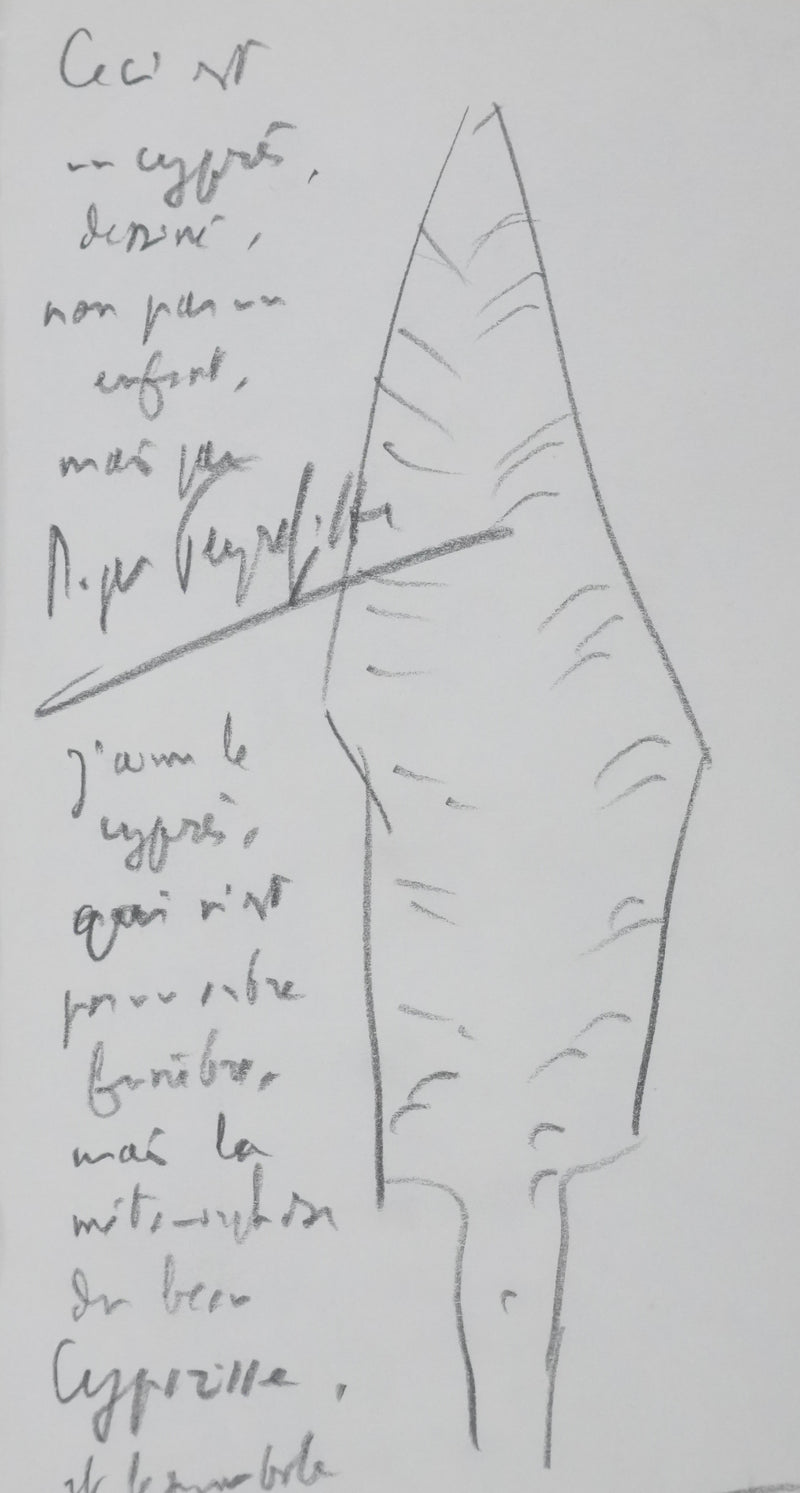Roger PEYREFITTE : Ceci est un cyprès, Autographe et dessin original signée