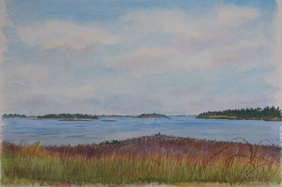 Salomon Alfred BOISECQ : Îlots du Morbihan, Aquarelle originale signée