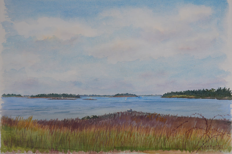 Salomon Alfred BOISECQ : Îlots du Morbihan, Aquarelle originale signée