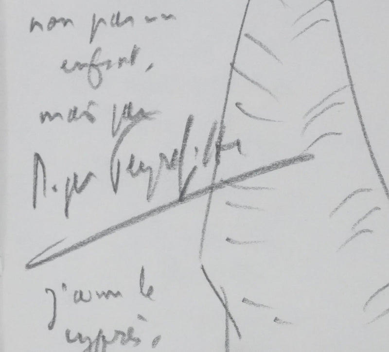 Roger PEYREFITTE : Ceci est un cyprès, Autographe et dessin original signée