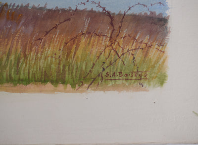 Salomon Alfred BOISECQ : Îlots du Morbihan, Aquarelle originale signée