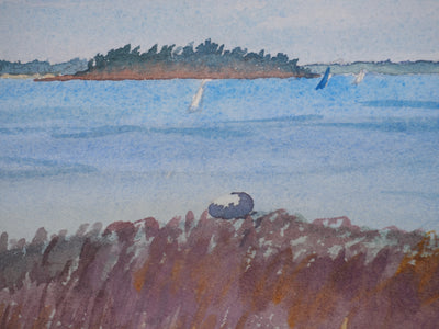 Salomon Alfred BOISECQ : Îlots du Morbihan, Aquarelle originale signée