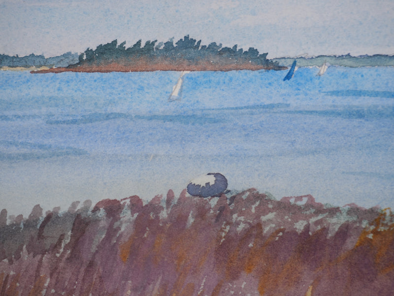 Salomon Alfred BOISECQ : Îlots du Morbihan, Aquarelle originale signée