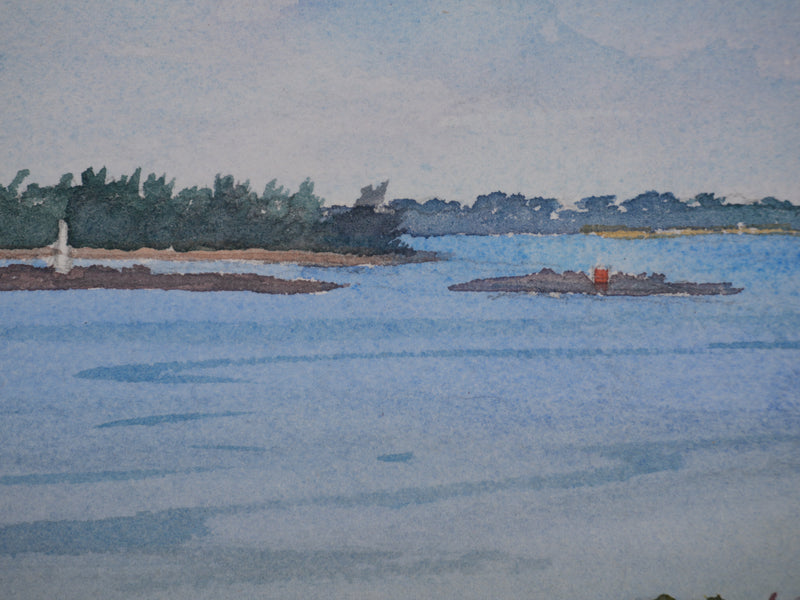 Salomon Alfred BOISECQ : Îlots du Morbihan, Aquarelle originale signée