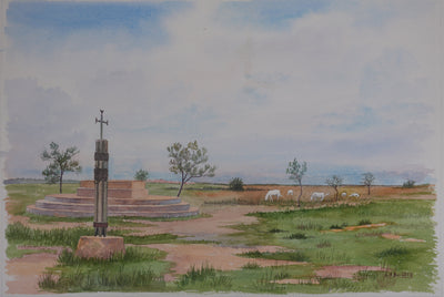 Salomon Alfred BOISECQ : Troupeau en Camargue, Aquarelle originale signée