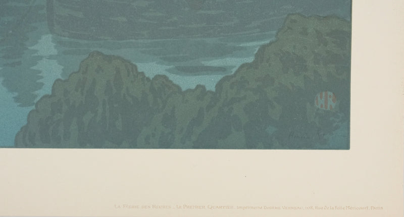 Henri RIVIERE : La féérie des heures, Premier Quartier, Lithographie originale signée